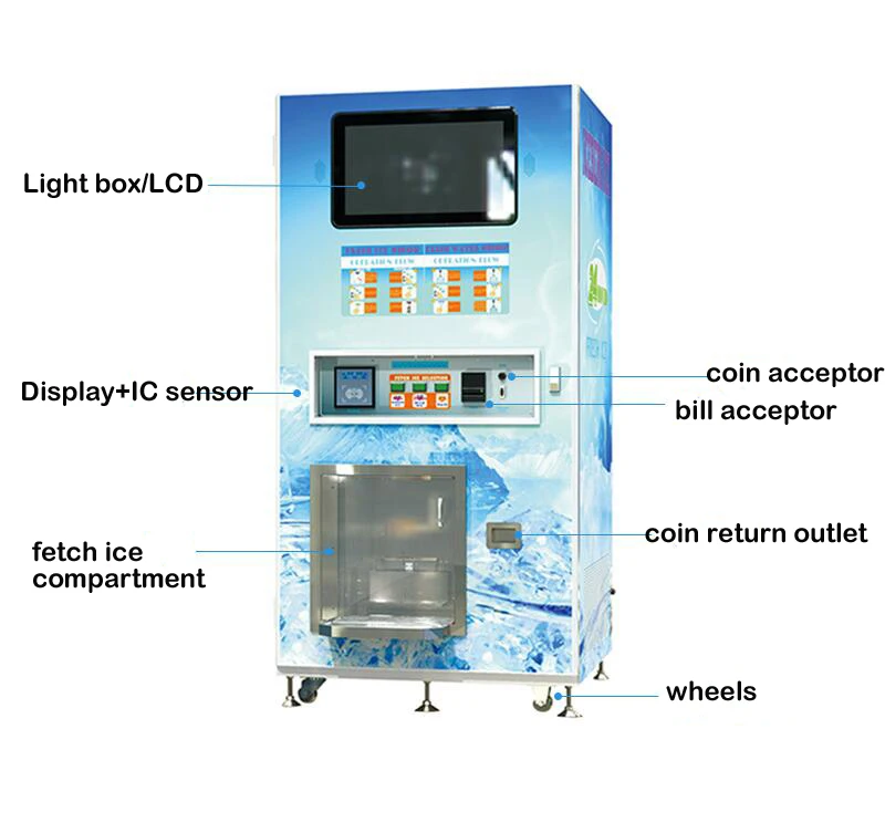 Автоматический торговый автомат с кубиками льда машина льда торговый автомат 24 часа в сутки обслуживания для продажи