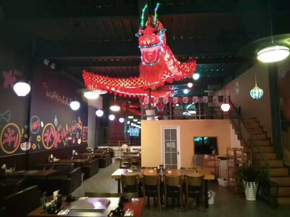 10m Length Size 3 red -gold  Chinese LED  DRAGON DANCE ORIGINAL Dragon Chinese Folk Festival Celebration Costume