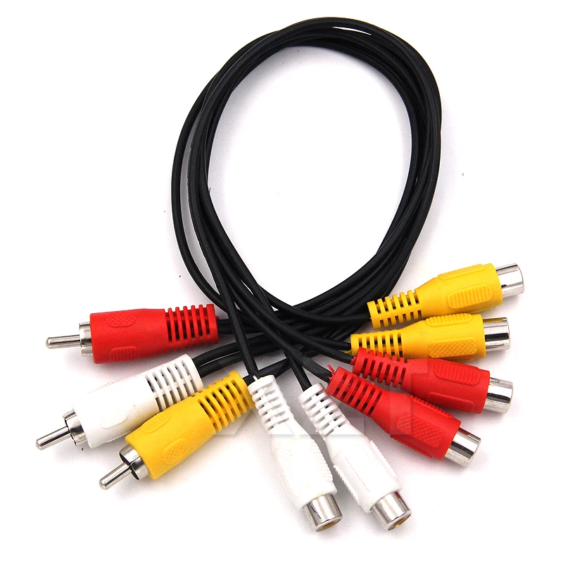 

High Quality 1pcs 3 RCA Male To 6 RCA Female Plug Splitter cord Audio TV DVD Video Adapter AV Cable