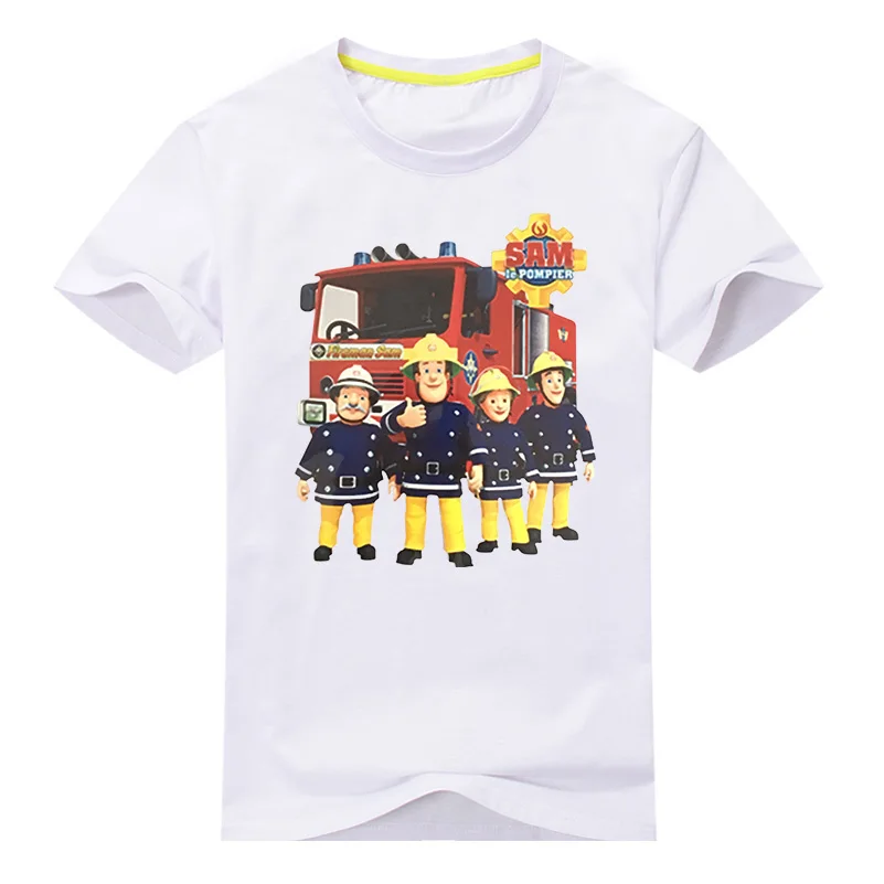 Лидер продаж, детские футболки с рисунком пожарного Сэма, одежда для детей, футболки с короткими рукавами футболка из хлопка для мальчиков и девочек, костюм, DX008 - Цвет: Type1 White