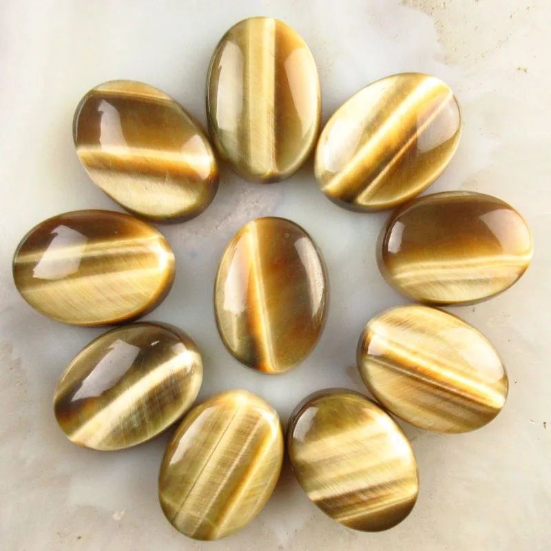 

10pcs Gorgeous Intriguing Interesting Yellow Tiger Eye Gem oval CAB CABOCHON 20x15x6mm