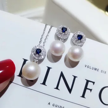 

Luxury 2Pieces Sets Jewelry Accessory S925 Sterling Silver Pearl Earrings Holder+Pendant Settings Silver&Gold Color 3Sets/Lot