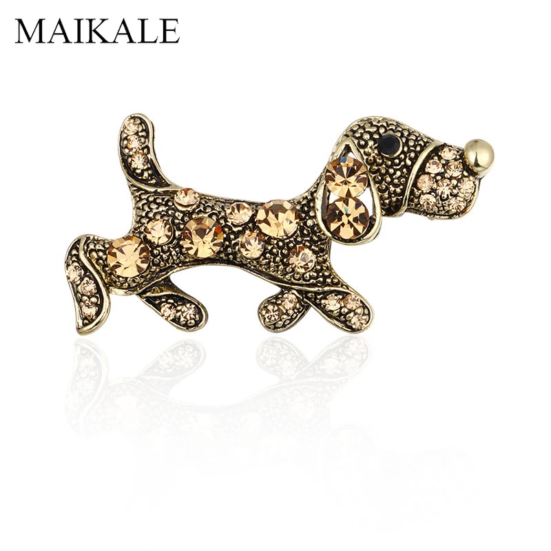 

MAIKALE Vintage Crystal Dog Brooch Pins Rhinestone Animal Brooches for Women Girls Clothes Kids Bag Accessories Charm Gifts New