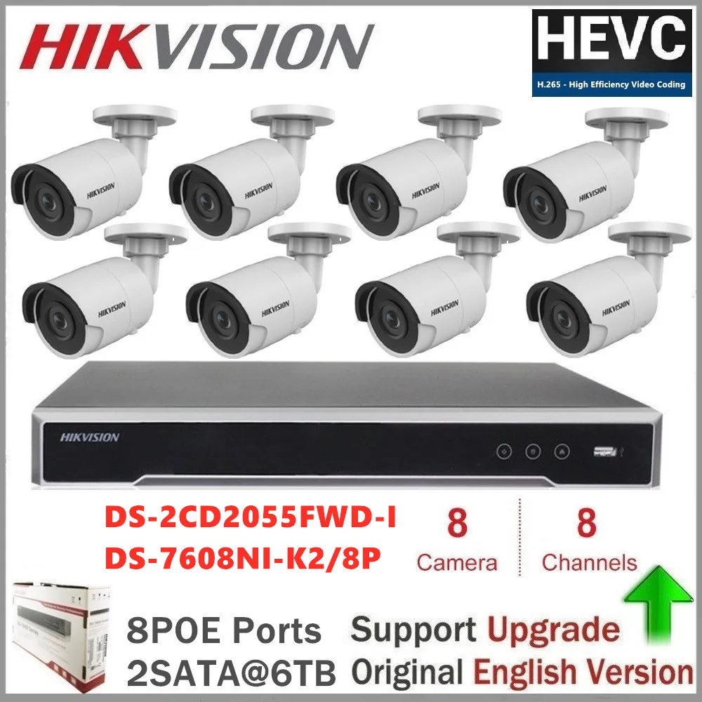 Hikvision IP Camera Kits Video Surveillance Security DS-2CD2055FWD-I 5MP IR Fixed Network Bullet H.265 PoE | Безопасность и защита