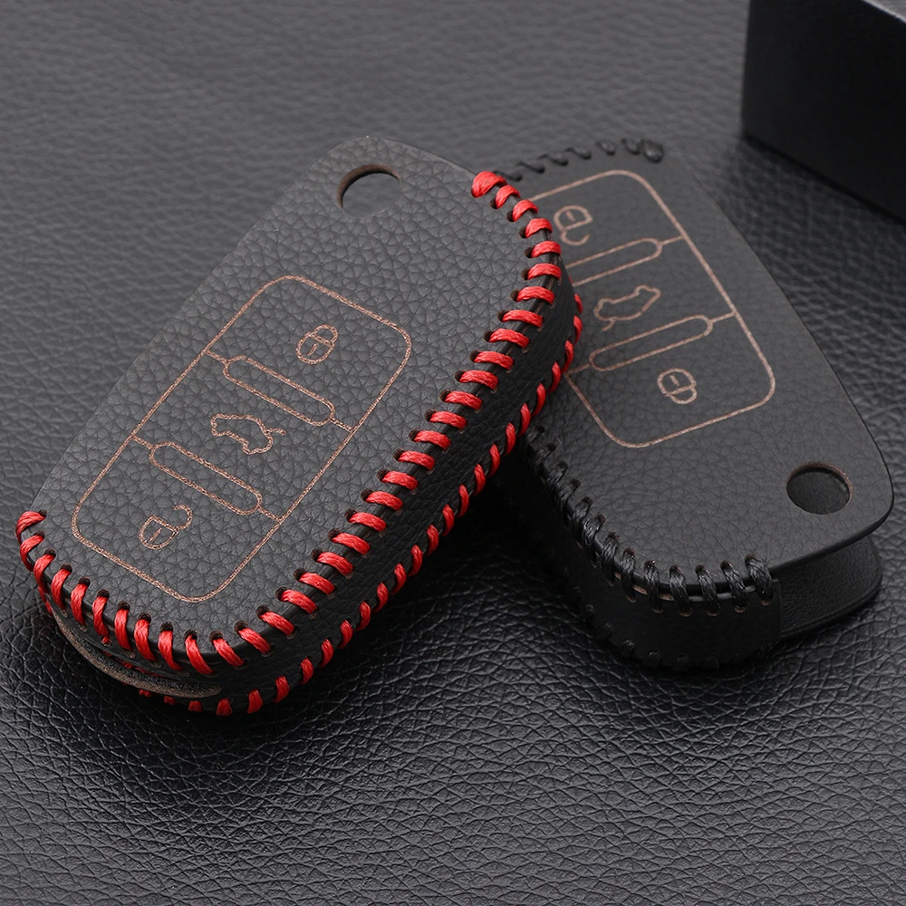 

Leather New 3 Buttons Flip Car Key Shell Cover for VW Golf Bora Polo Passat Toledo SEAT Leon Skoda Octavia Remote Key Case Fob