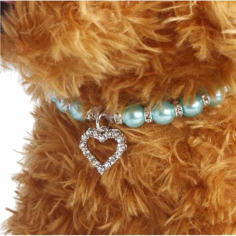 Fashion Pearl Pet Necklace for Dogs Cats Loving Heart Pendant Chihuahua Yorkie Dog Necklace Pet Accessories Puppy Dog Products16