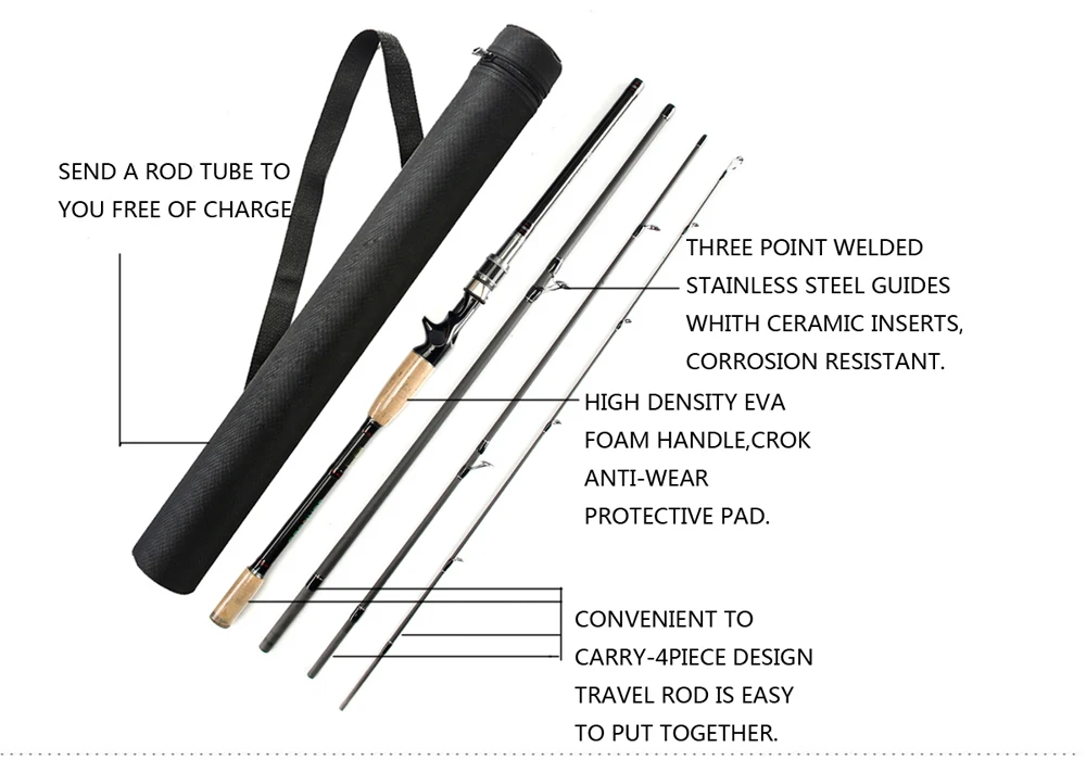Vara de Isca de Carbono Haste de Fibra Johncoo 4 Seções Fundição Fiação m Power Travel Vara Telescópica Pesca Pólo 2.1mm 2.4m 2.7m 3.0m 6 isca de carbono 4 seções fundição fiação