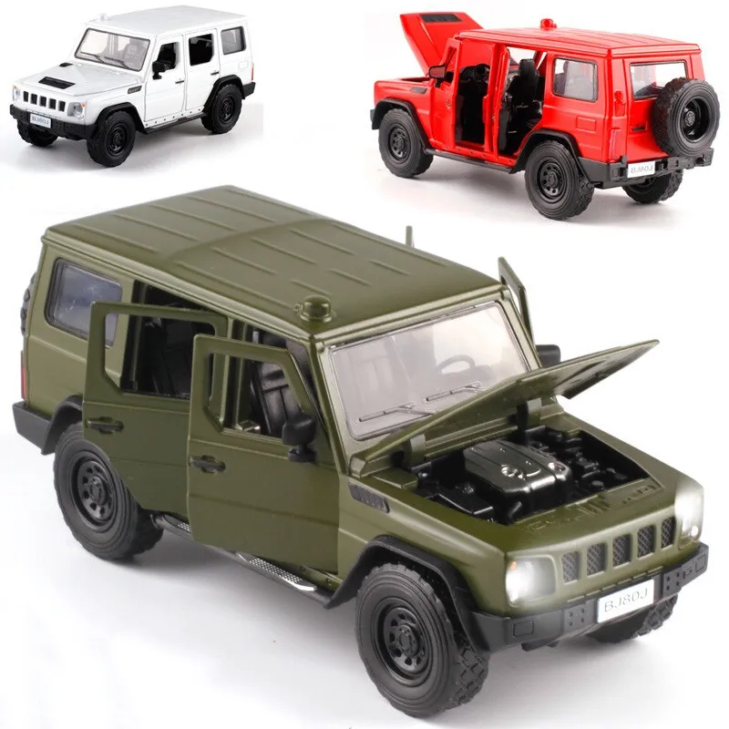 

High quality 1:32 BJ80 off-road alloy car model,simulation die-cast sound and light back force military car model,free shipping