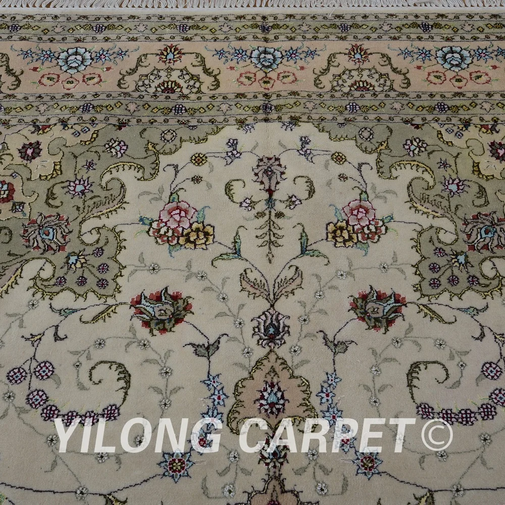 Yilong 6 'x 9' Ручная работа Кашмирская шерсть бежевый толстый ковер изысканные