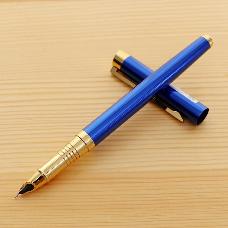 4 цвета, красивая авторучка, высококачественная металлическая ручка для каллиграфии, 0,38 мм, перо, чернильные ручки, для письма, подписи, офисные, школьные принадлежности - Цвет: 1pc blue