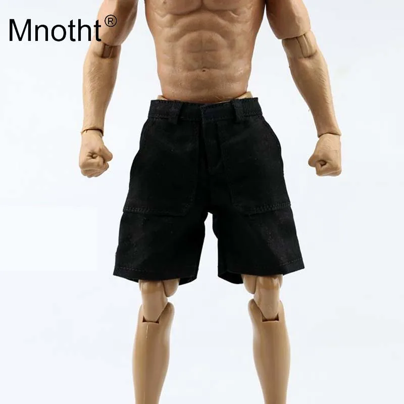 1:6 Black Casual Wear Shorts Set for 12/" Male Figure BJD Toy Belt T-Shirt