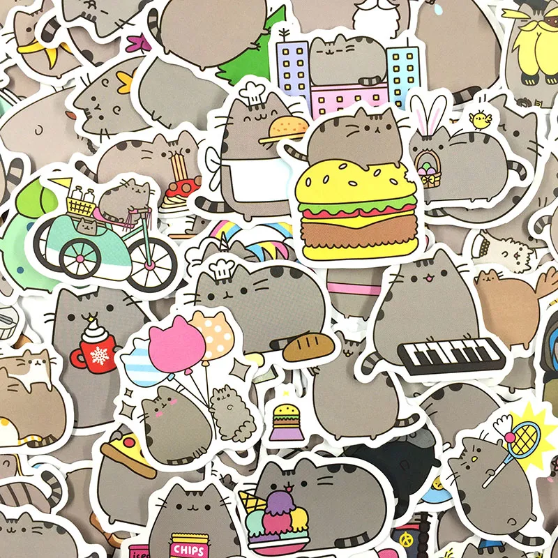 50 шт./компл. мультяшный толстый кот милые наклейки с изображением эмоций для сноуборда ноутбука багаж холодильник DIY Стайлинг домашний