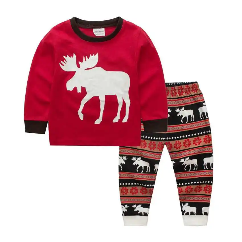 Детское ночное белье для мальчиков и девочек комплект пижамы с персонажами из мультфильмов костюм со снеговиками, с северными оленями Рождественский Санта год детская одежда для сна с рисунком Костюмы - Цвет: Темный хаки