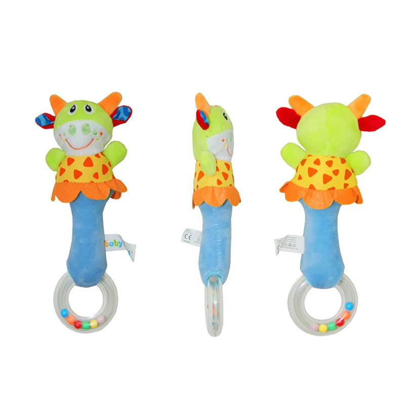 Transparent Doll Teether Rattle Props Baby Hand Puppet Stick Baby Puzzle Cartoon Animal Infant Funny Baby Rattle Stick Toy