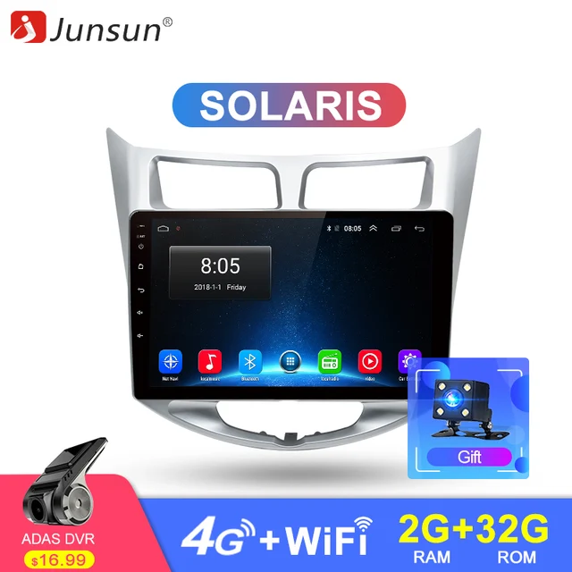 Junsun Штатное головное устройство не 2 din GPS Android для Новый Hyundai Solaris 1 2 2017 2012 автомагнитола хендай солярис android 8.1 2 г + 32г магнитола мультимедийное устройство
