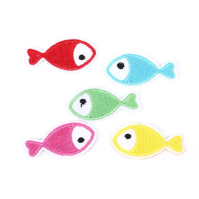 

5Pcs/set Cute Fish Embroidered On Patches Badge Hat Bag Fabric Clothes Craft DIY