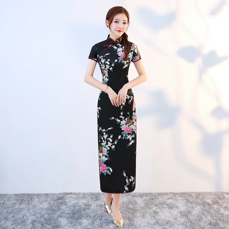 Clothing Shoes Accessories Girl Dress Chinese Cheongsam Peacock Pattern For Party And Wedding Registralos