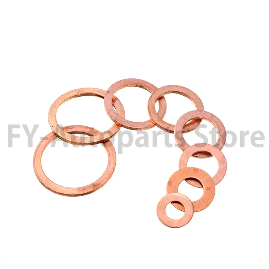 12 Size 300Pcs Solid Copper Crush Washers Seal Flat Ring Gasket Kit