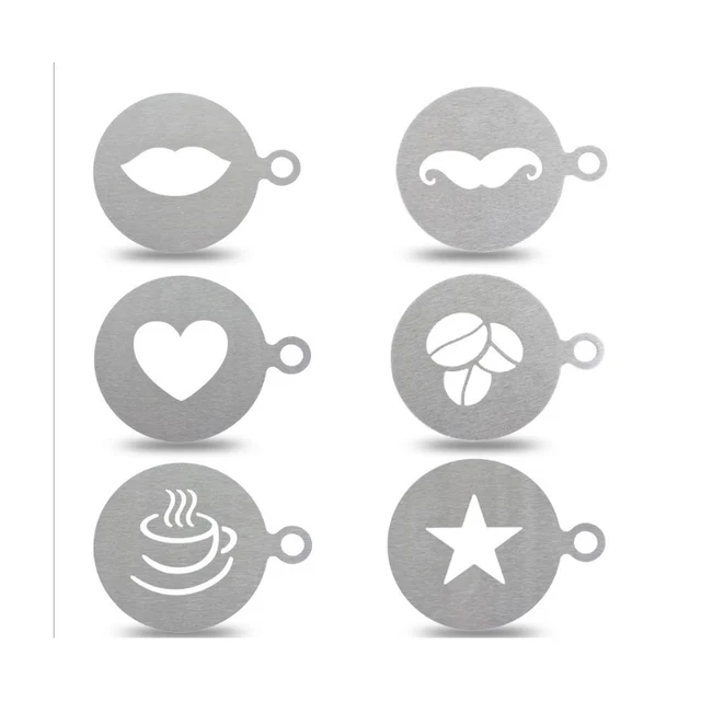 Special Offers 6 pieces of set Printing template stainless steel drawing mould printing patterns floral coffee spray model