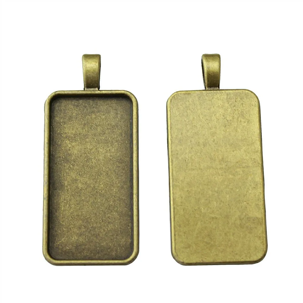 

5pcs 19x38mm Inner Size, 50x22mm Outer Size Vintage Antique Silver, Antique Bronze Square Alloy Cameo Cabochon Base Setting