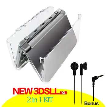 

Game accessories Crystal Shell Case Skin Cover PC Protective shell for Nintendo New 3DS XL LL Console, adding one set of earbud
