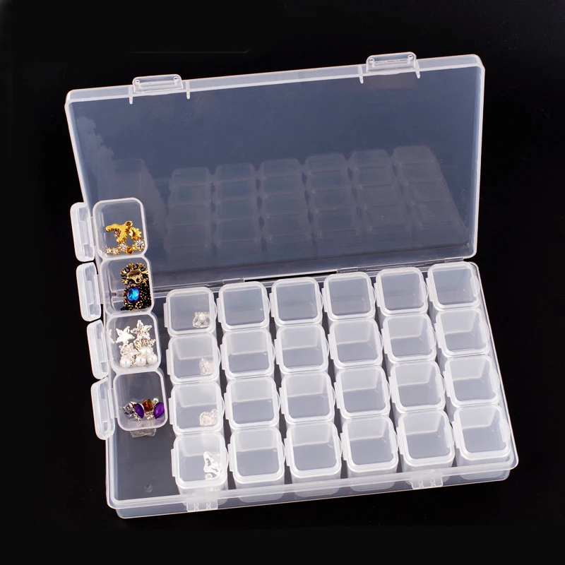 28 فتحات قابل للتعديل صندوق تخزين من البلاستيك صندوق تخزين مربع للمجوهرات الماس التطريز الحرفية حبة علبة تخزين أقراص الدواء أداة