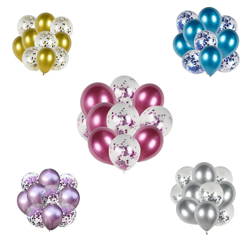 

10 12-inch metal color latex sequin balloons wedding birthday party decoration