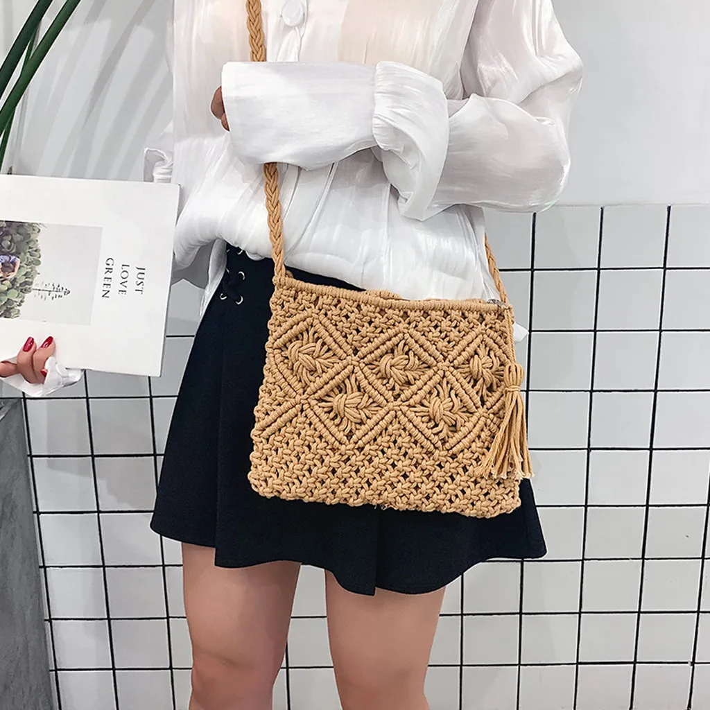 

Fringed Chain Small Flap Bag For Women 2019 New Straw Crossbody Bags Ladies Summer Messenger Shoulder Handbags and Purses#g6