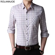 R.n.j. Деловые маленькие клетчатые рубашки, тонкая мужская одежда,, мужские рубашки с длинными рукавами, повседневные рубашки, приталенные мужские рубашки