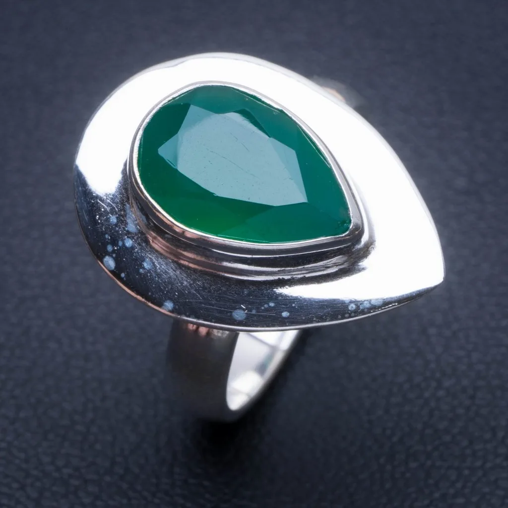 

Natural Chrysoprase 925 Sterling Silver Ring, US Size 5.75 Q2453
