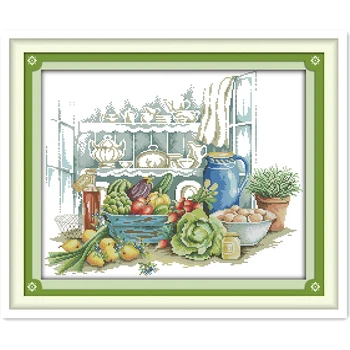 

Kitchen DIY SET DMC Cross Stitch Fabric Cross Stitch Kit Embroidery Cross Set Home Decor Chinese Counted Cross Stitch Pattern