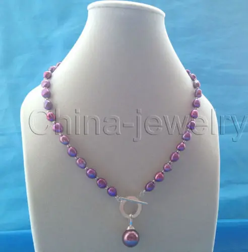 

FREE shipping>>>> Pretty 20" 9-11mm purple red baroque freshwater pearl necklace