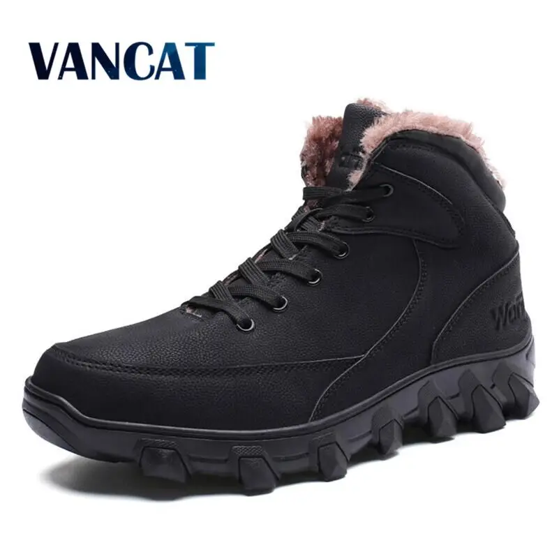 

Vancat 2018 New Men Boots Winter Outdoor Sneakers Mens Snow Boots Waterproof Warm Plush Boots Snow Ankle Boots Big Size 39-46