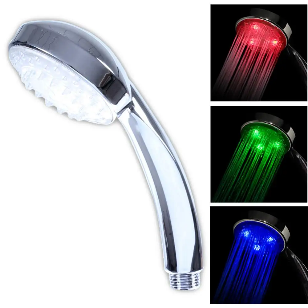 Water Saving Temperature Sensor Detectable 3 Color LED Shower Head High