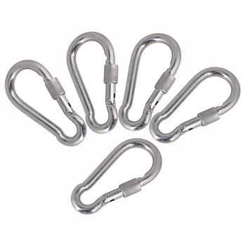 

Silver 304 Stainless Steel M9x90 Link Chain Screw Carabiner for Outdoor Activity, pack of 5