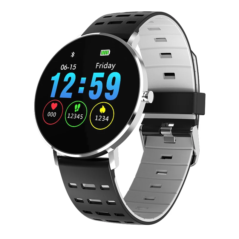 L6 Смарт-часы IP68 Водонепроницаемый Smartwatch 1,22 дюймов Bluetooth 4,0 интеллигентая(ый) динамический монитор сердечного ритма светодиодный браслет - Цвет: Серый