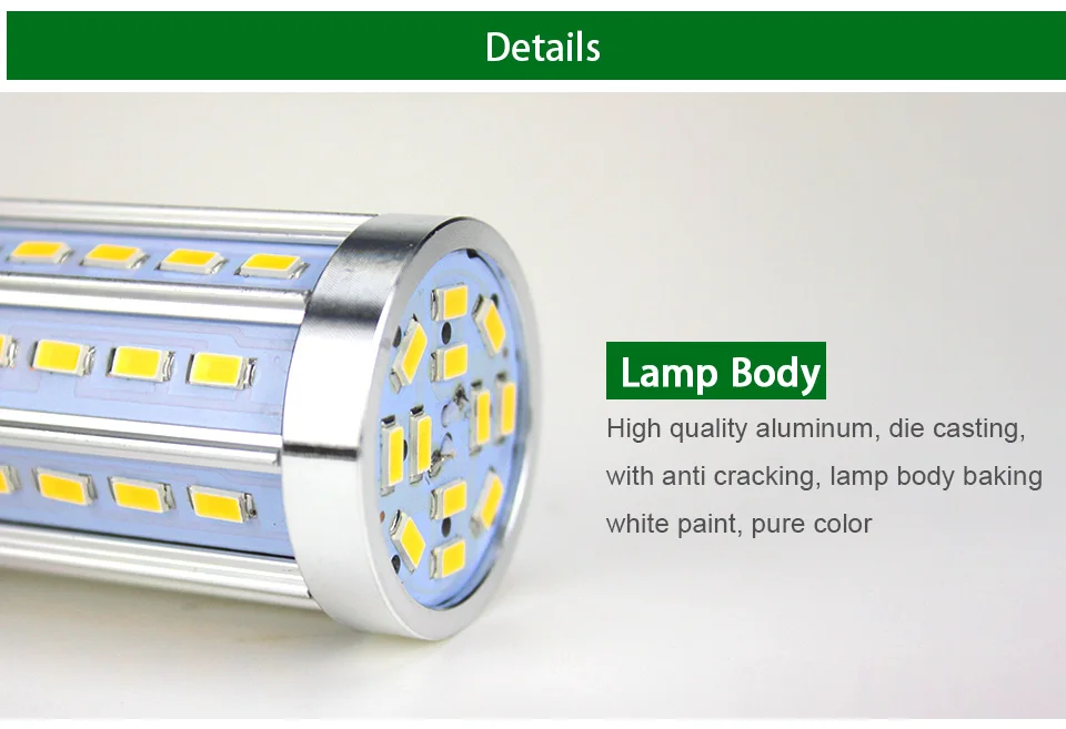 Высокая мощность E27 светодиодный лампочка-кукуруза Алюминиевый PCB охлаждение 5730SMD AC85V-265V 12 Вт 20 Вт 25 Вт 35 Вт 40 Вт 50 Вт без мерцания светодиодный прожектор лампа