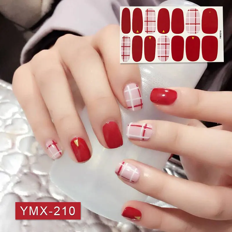 14tips/sheet Hot Colors Series Classic Collection Manicure Nail Polish Strips Nail Wraps,Full Nail Sheet DIY nail art decoration