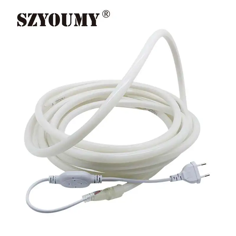 #Best SZYOUMY 360 Degree Glow 220V Flexible Round 14mm LED Neon Light 2835 Waterproof Light Strip 120leds m Outdoor Decoration