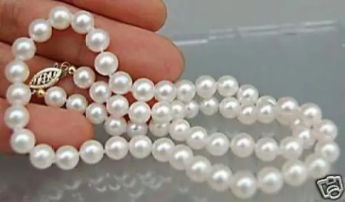 

free shipping 17'' Natural 7-7.5mm AAA white pearl necklace clasp