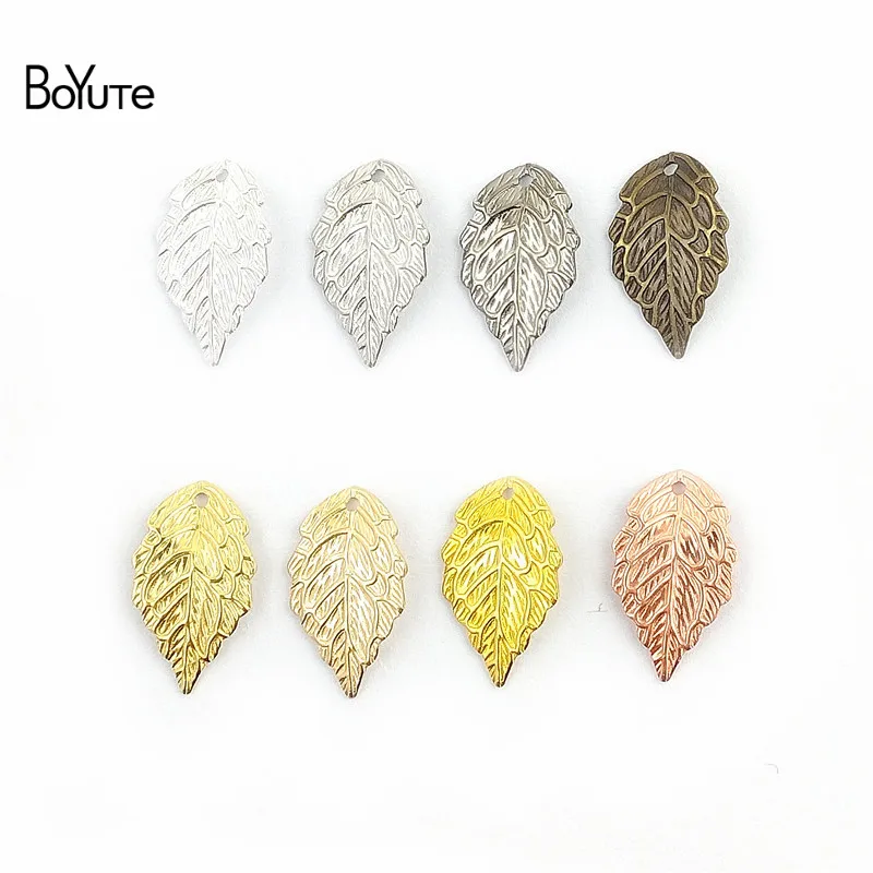 BoYuTe (50 PiecesLot) Metal Brass 1018MM Stamping Leaf Charm Pendants DIY Floating Charms for Jewelry Making (1)