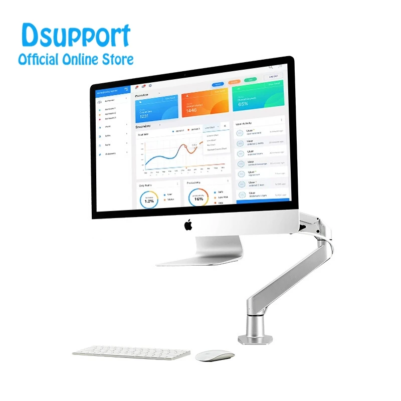 Desktop Full Motion gas Spring Arm Aluminum