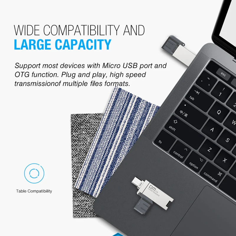 Считыватель карт памяти DM OTG CR009 Micro SD/TF многофункциональный считыватель для