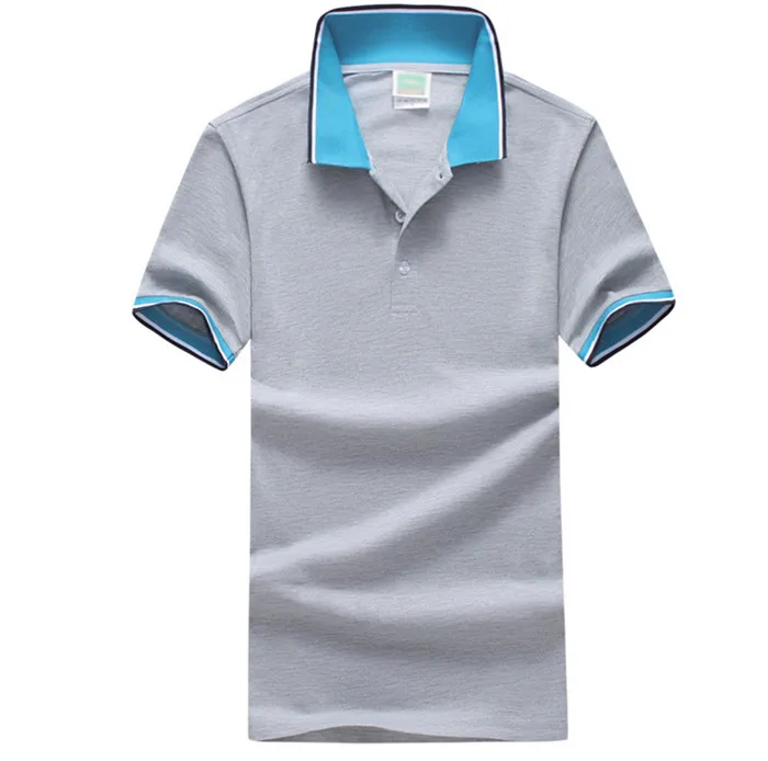 Мужские летние рубашки поло с коротким рукавом повседневные хлопковые облегающие деловые платья брендовая рубашка-поло рубашки больших размеров Chemise Homme F2088 - Цвет: gray
