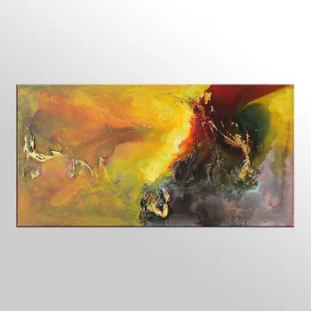 

Handmade thick knife high quality Modern Abstract Fine Artwork Canvas Decor Gold caramel color Oil Painting for Living Room