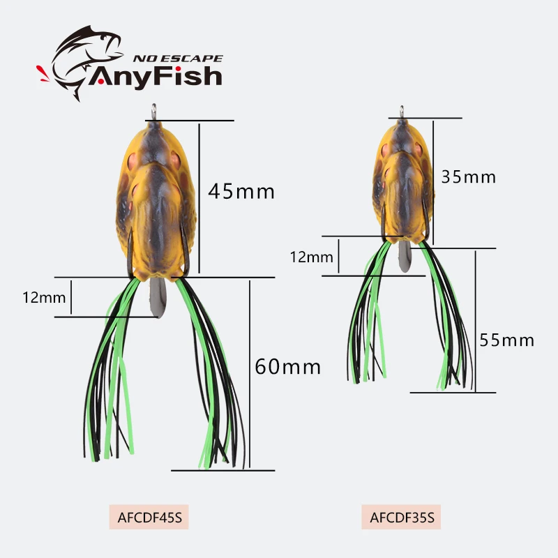 ANYFISH CORE DUO, приманка в виде лягушки, искусственная Мягкая приманка, 3,5 см/6,7 г, 4,5 см/11,5 г, двойные крючки, плавающая большая рыба