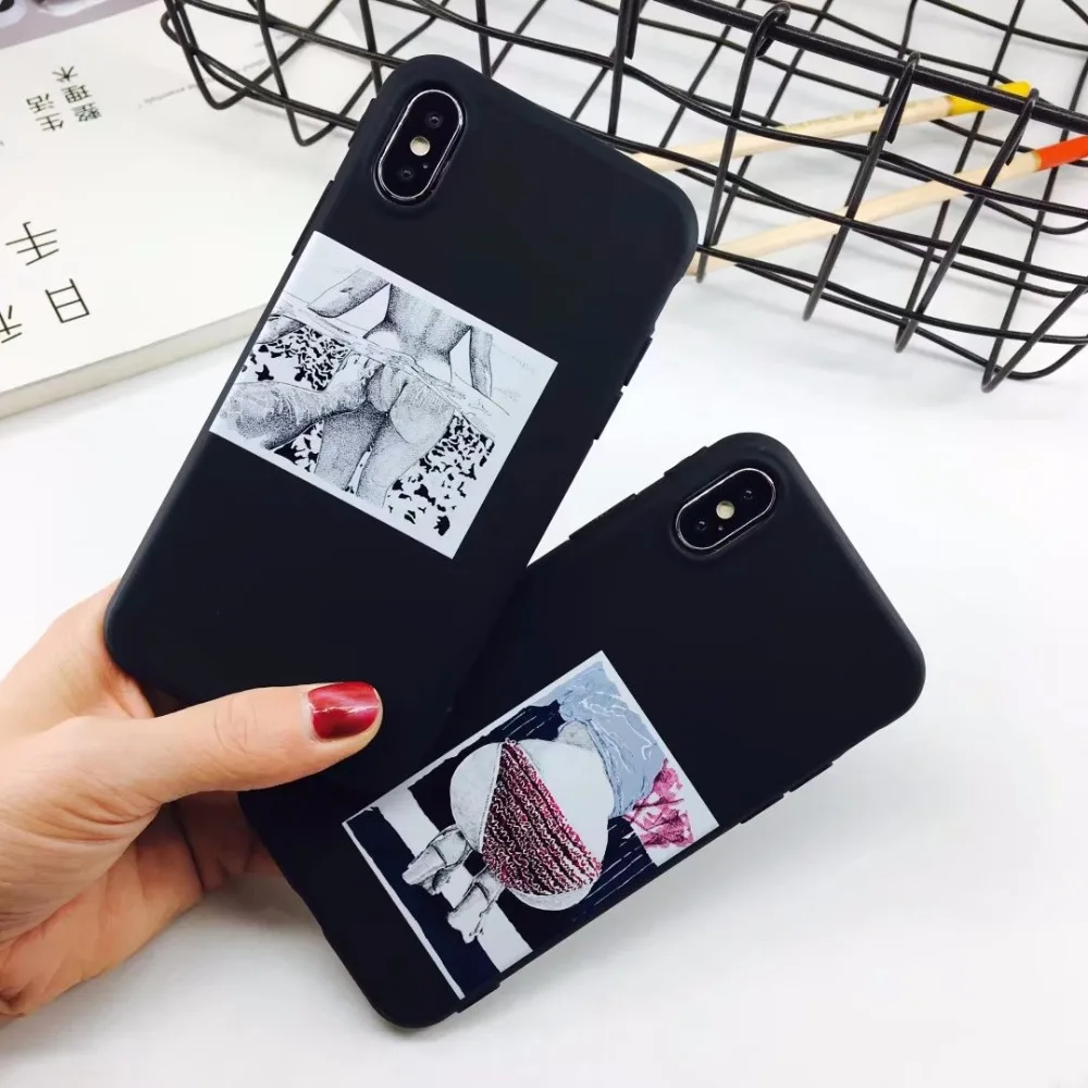 IMIDO Funny Cartoon Phone Case For iphone X Cover Touch arse sexy Abstract Letter Print 6S 6 Plus 7 8 plus | Мобильные телефоны и