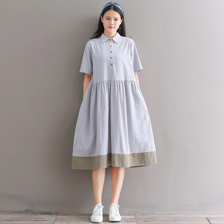 

Mori girl soft cotton gray dress 2019 new design summer fashion short sleeve cute dress