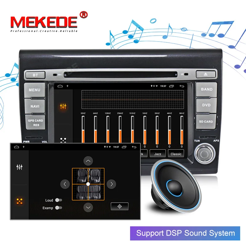 Discount 4 core 2+32G Car Multimedia Player Android 9.1 CAR GPS radio stereo System For Fiat/Bravo 2007-2012  Radio am fm Wifi USB 5