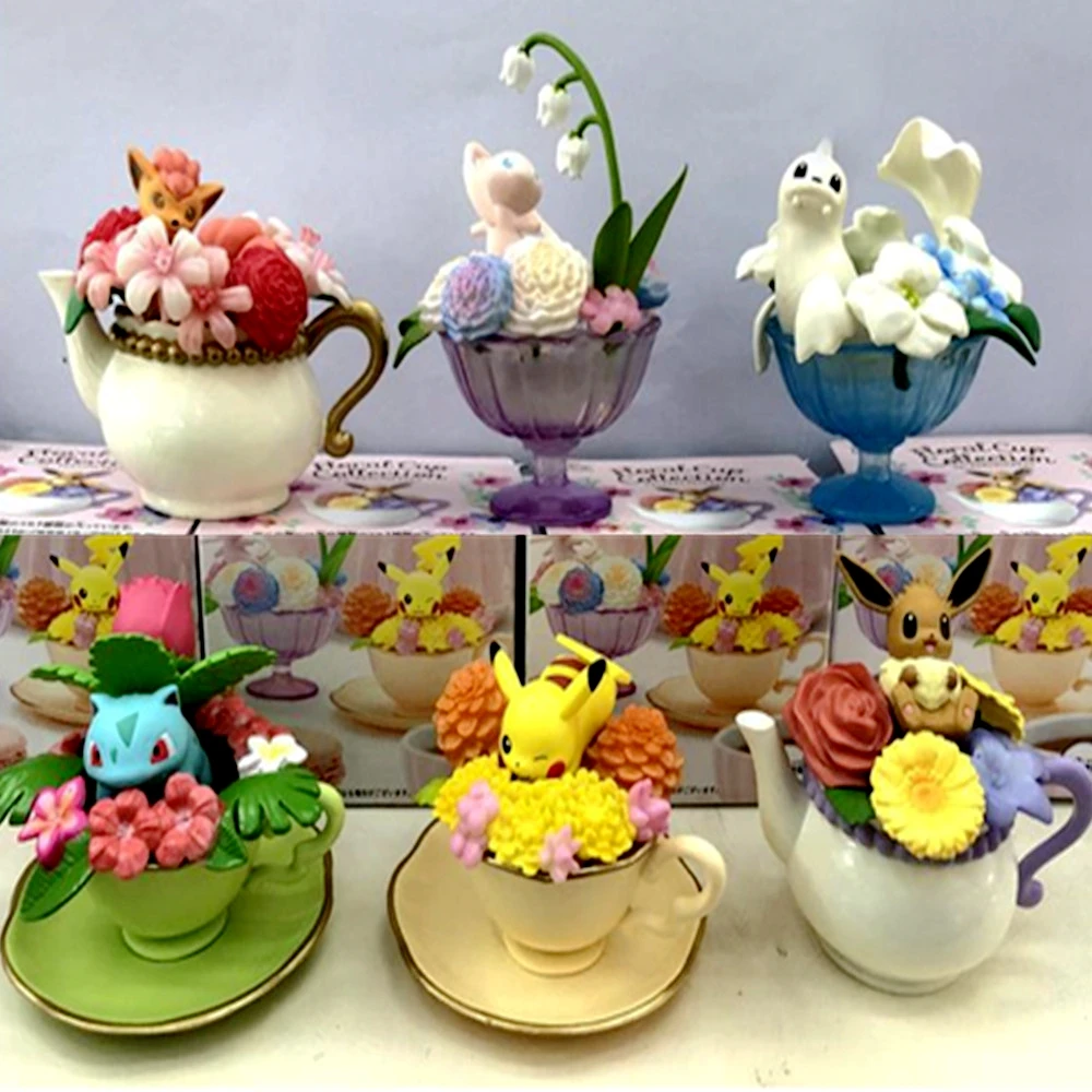 

1 pcs Cartoon Pet Eevee Bulbasaur Pika Action Figures Flowers Glass Cup Decoration PVC Model Collection Kid Gift Toy